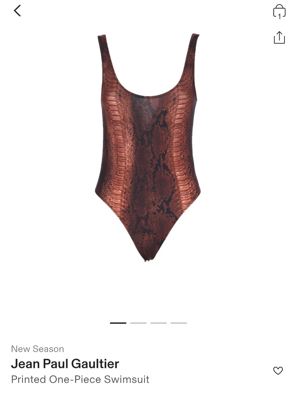 Jean Paul Gaultier Copper Brown Snakeskin One-Piece Swimsuit